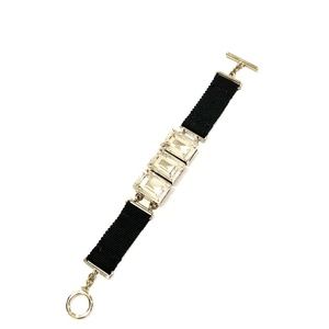 banana republic ribbon Gemstone Baguette toggle Bracelet Black Gold NWT 45